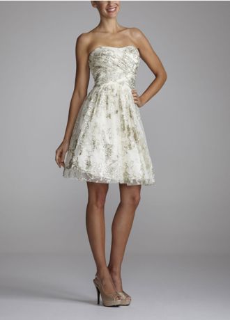 Strapless Sweetheart Short Glitter Tulle Dress Image