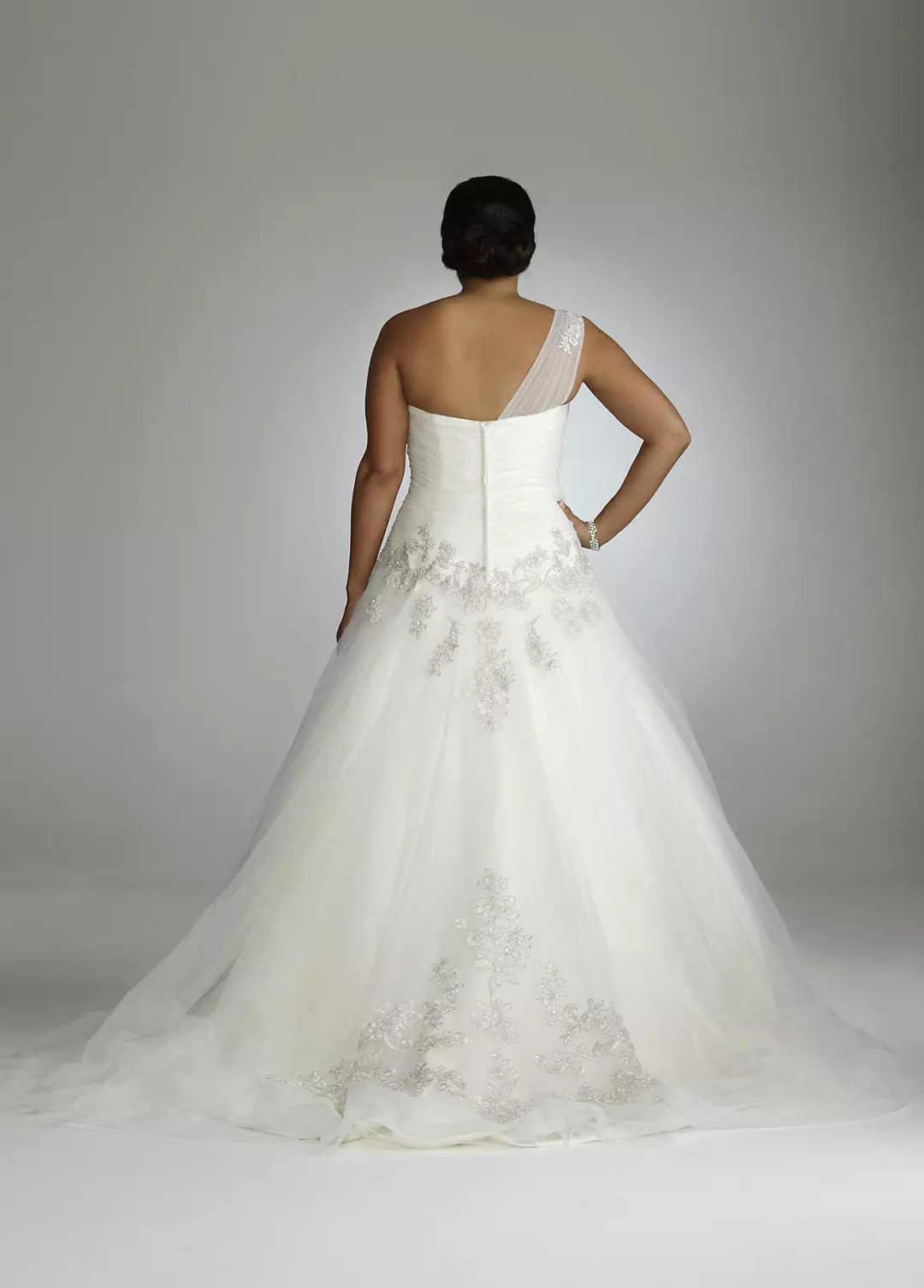 As-Is One Shoulder Tulle Ball Gown Wedding Dress Image 2