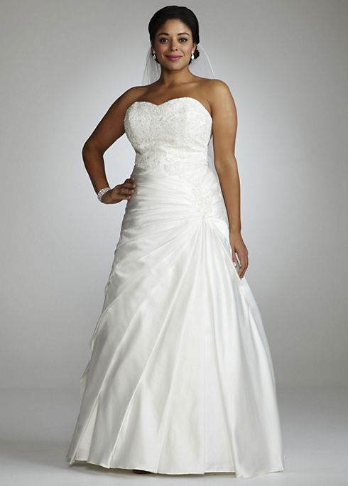 Strapless A-Line Satin Gown with Dropped Waist Image