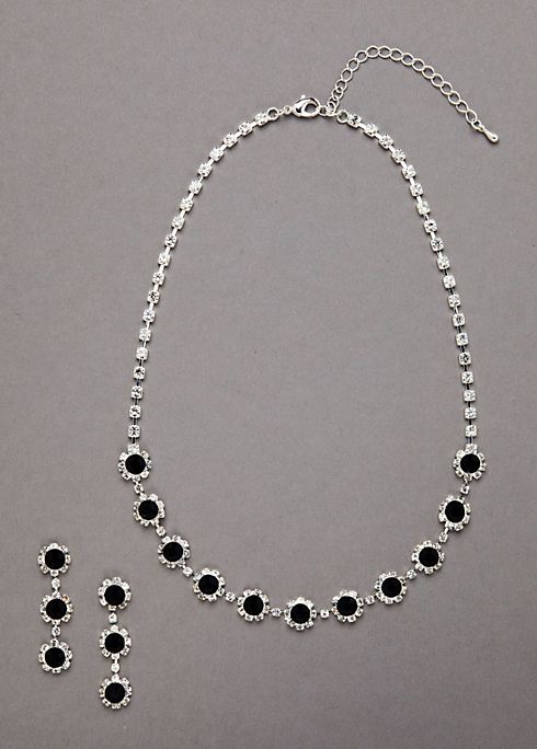 Clear and Black Crystal Necklace and Earring Set Image