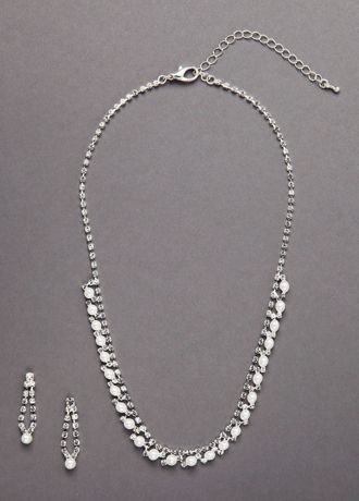 Pearl and Crystal Necklace and Earring set  Image
