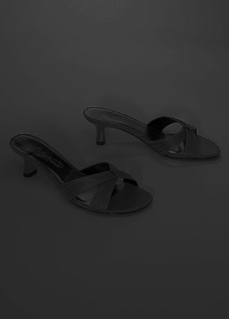 Satin Slide On Sandal with Ruching and Crystals Image
