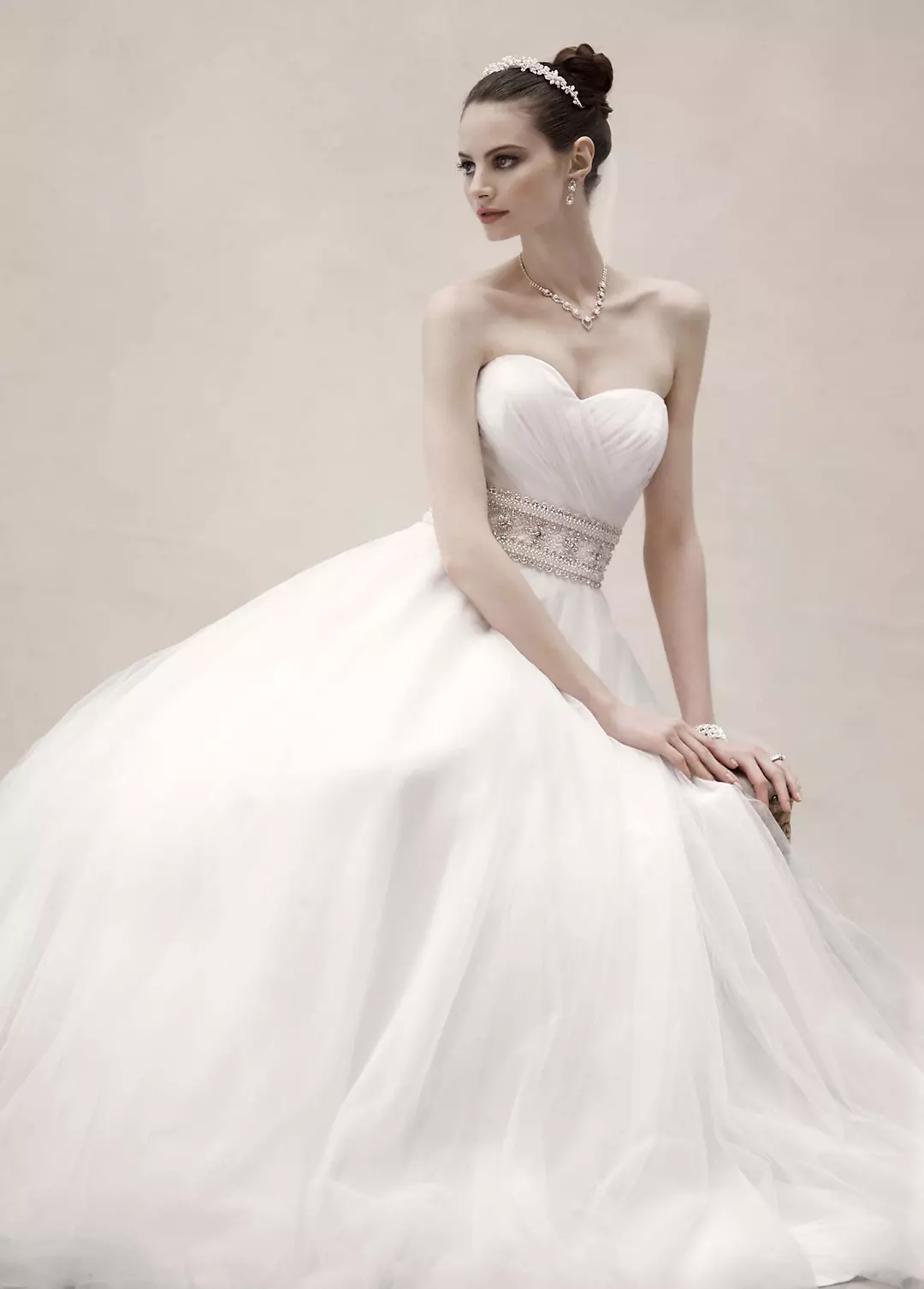 Strapless Tulle Ball Gown with Beaded Belt Image