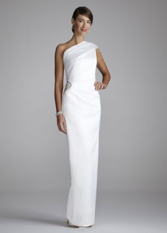 One Shoulder Sheath Gown with Pearl Embellishment Image