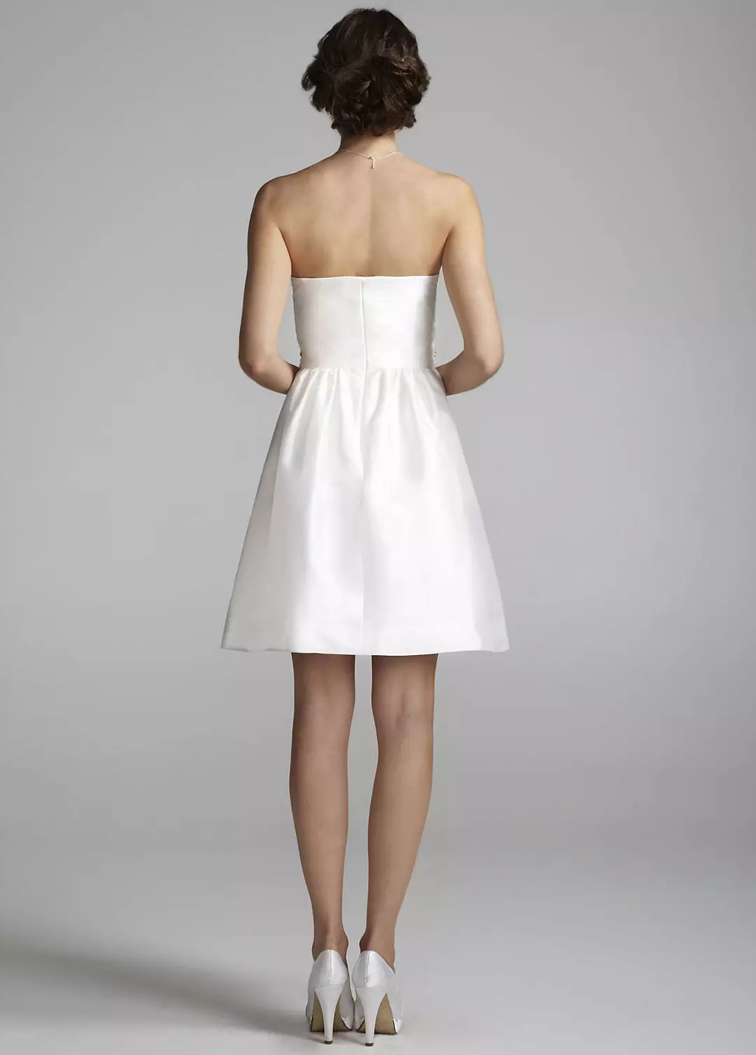 Short Embellished Strapless Dress with Pleating Image 2