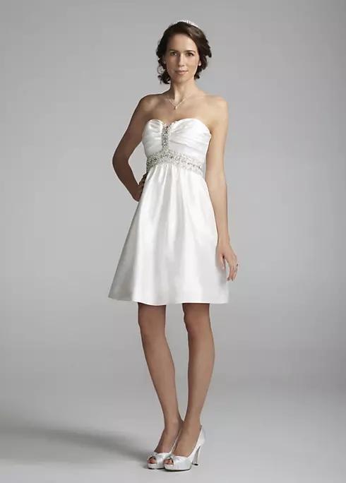 Short Embellished Strapless Dress with Pleating Image 1