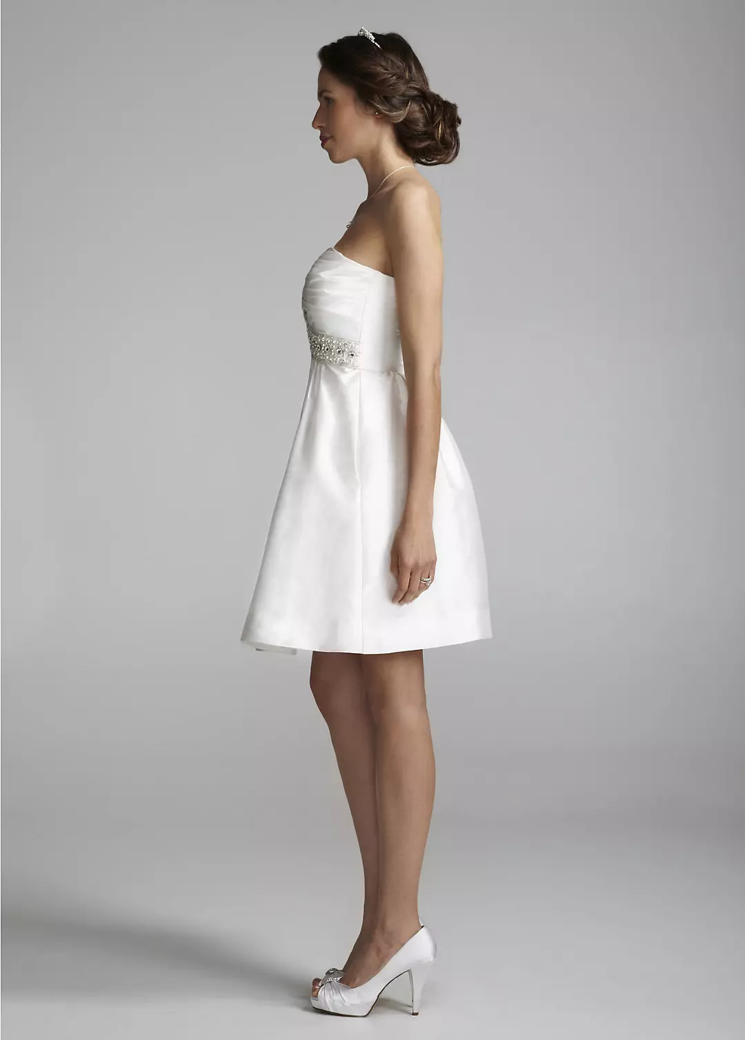 Short Embellished Strapless Dress with Pleating Image 3