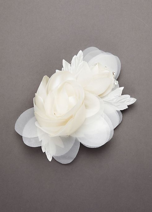 Double Rose Fabric Embellished Floral Headpiece Image 4