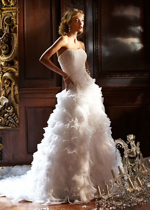 Organza Ball Gown with Ruffled Skirt and Beading Image 2