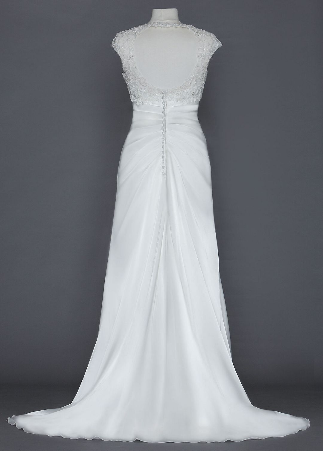 Slim Charmeuse Gown with Lace Keyhole Back Image 3