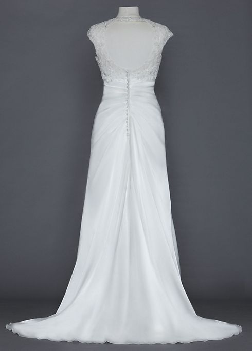 Slim Charmeuse Gown with Lace Keyhole Back Image 3
