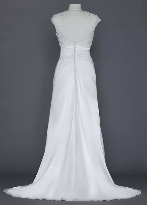 Slim Charmeuse Gown with Lace Keyhole Back Image 2
