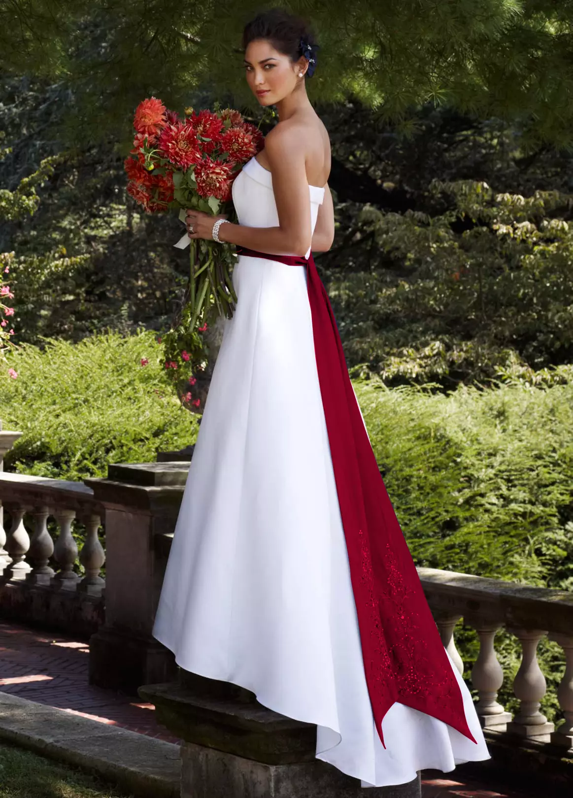 Satin Bridal Sash with Embellished Tails Image