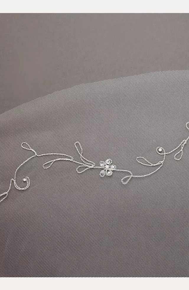 Single Tier Chapel Length Veil with Embroidery Image 2