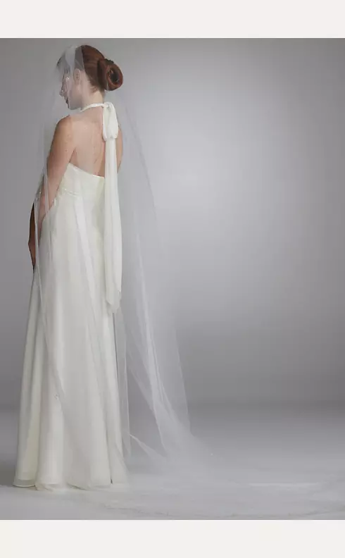 Single Tier Chapel Length Veil with Embroidery Image 4