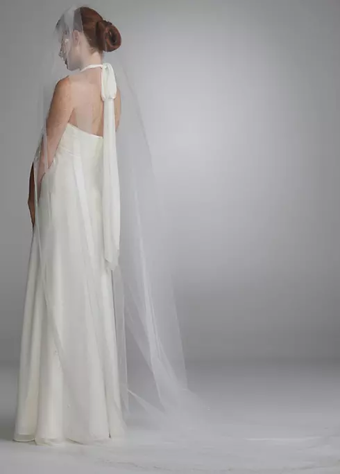 Single Tier Chapel Length Veil with Embroidery Image 4