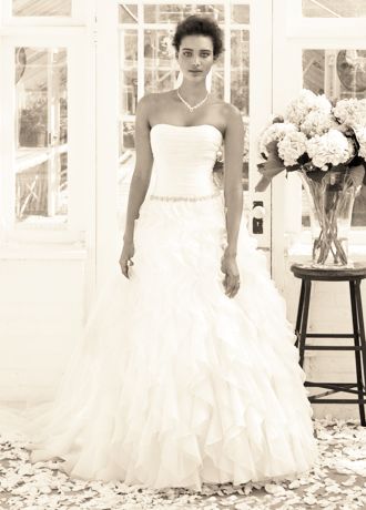 Strapless Organza Ball Gown with Ruffle Detail David s Bridal