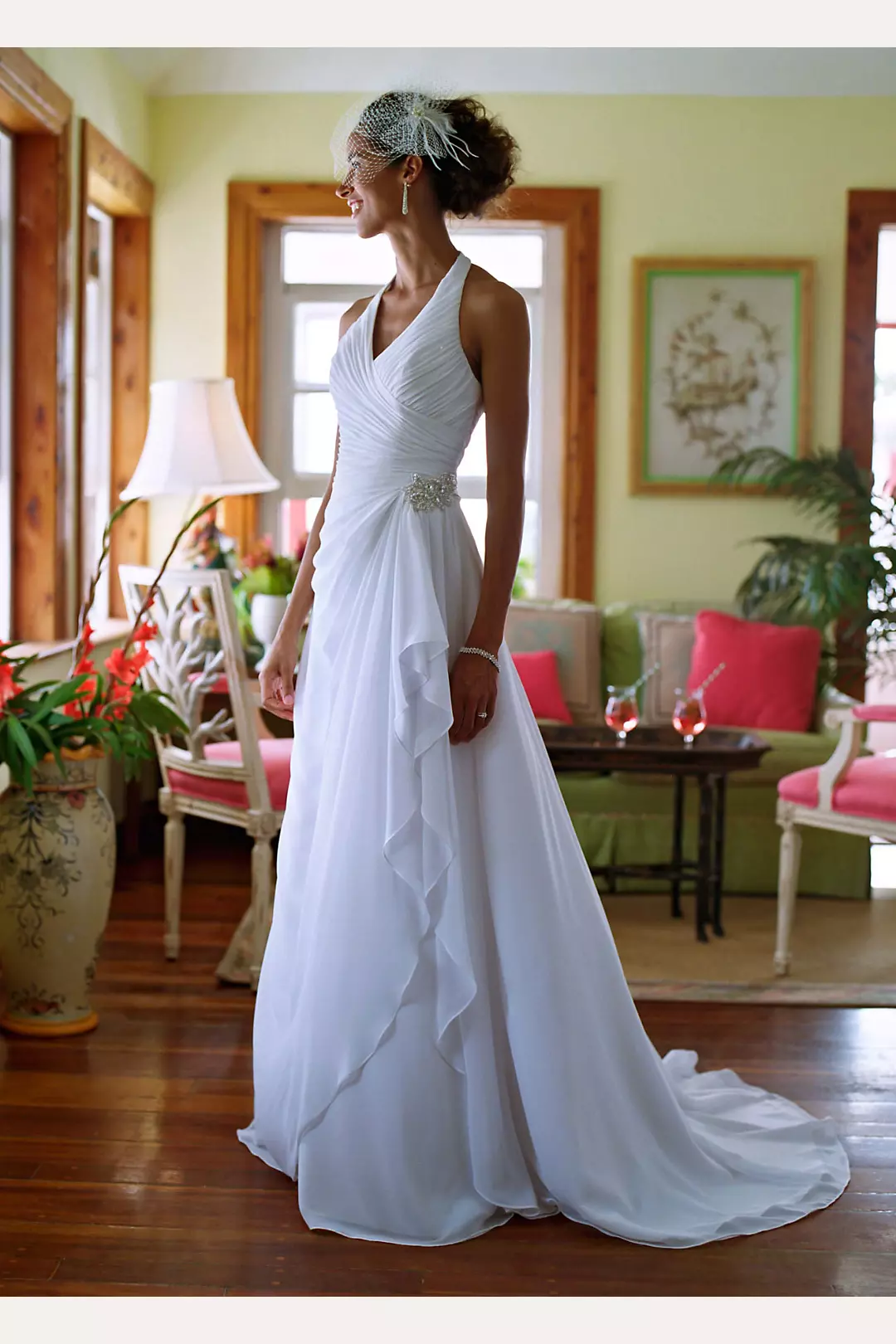 Chiffon A-line Wedding Dress with Side Draping DAVID'S BRIDAL