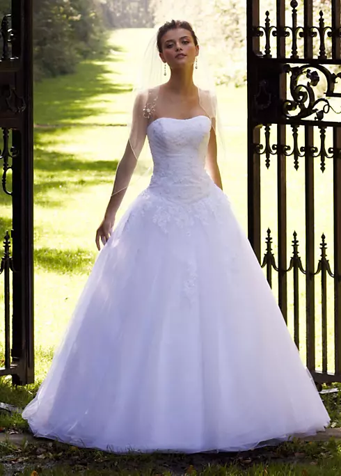 Strapless Tulle Ball Gown with Lace Embellishments Image 1