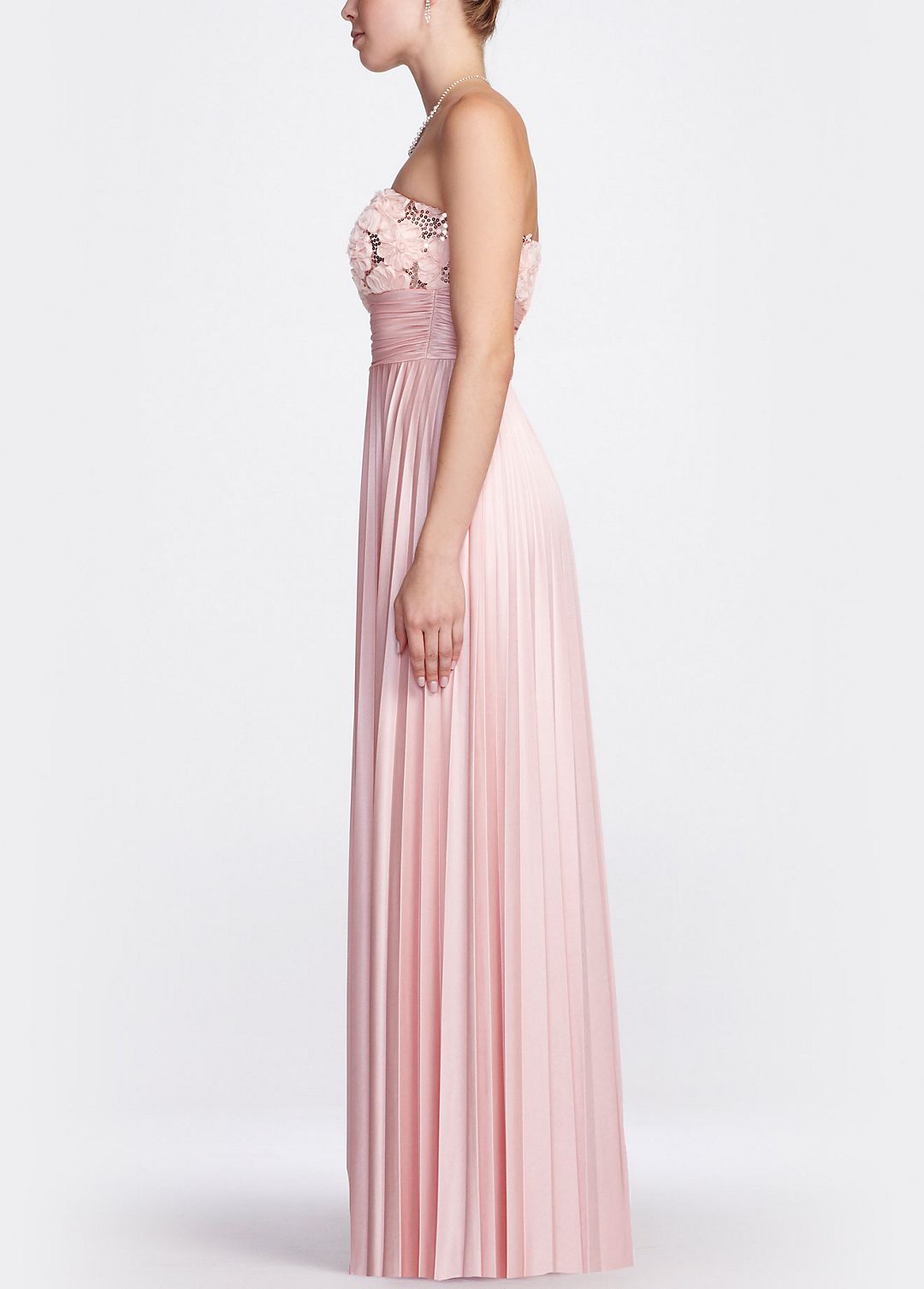 Strapless Long Sequin Pleated Gown Image 3