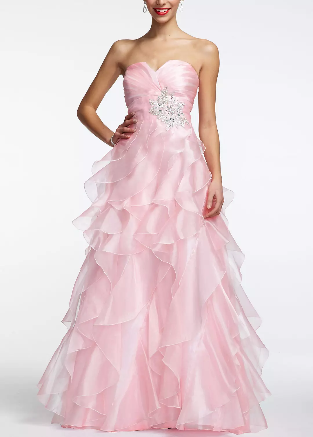 Strapless Organza Prom Ball Gown with Ruffles Image