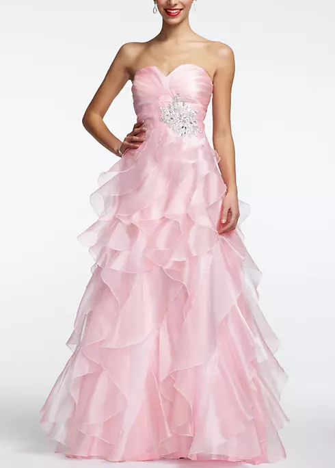 Strapless Organza Prom Ball Gown with Ruffles Image 1