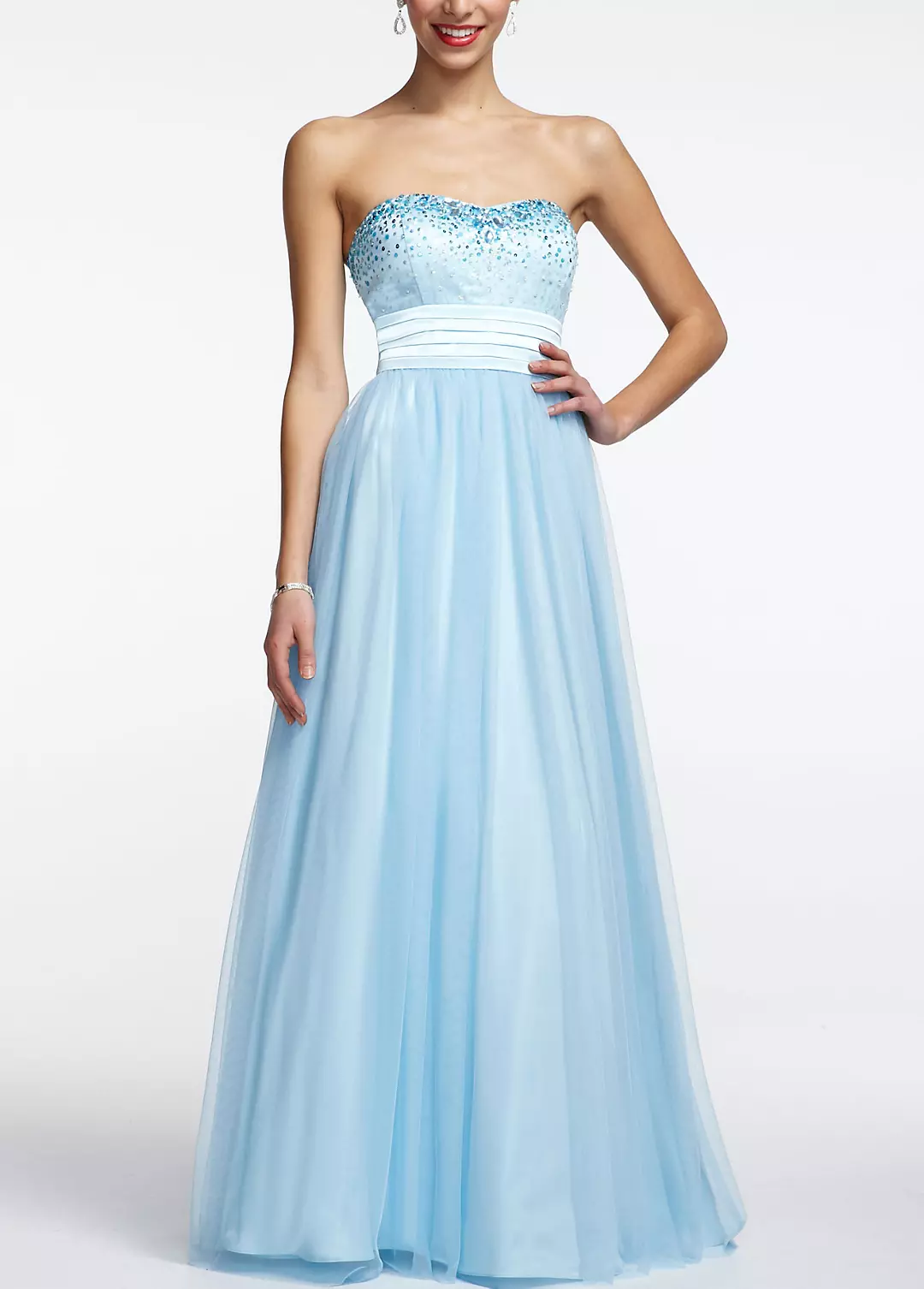 Strapless Tulle Prom Ball Gown with Beaded Bust Image