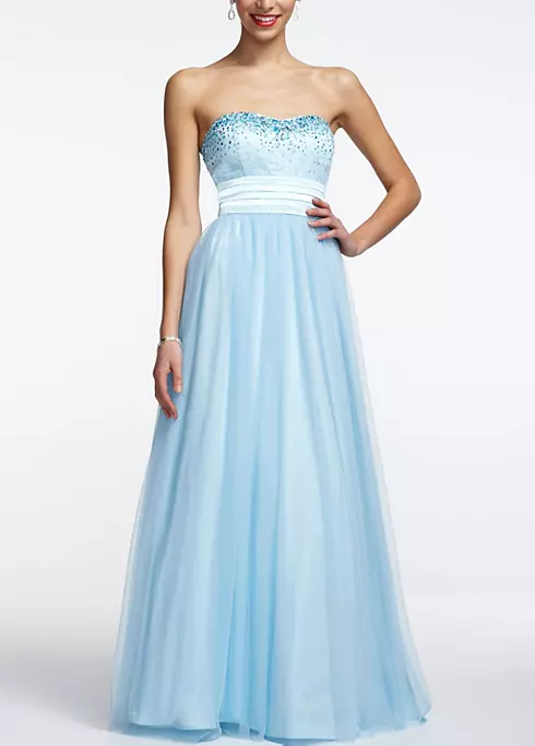 Strapless Tulle Prom Ball Gown with Beaded Bust Image 1