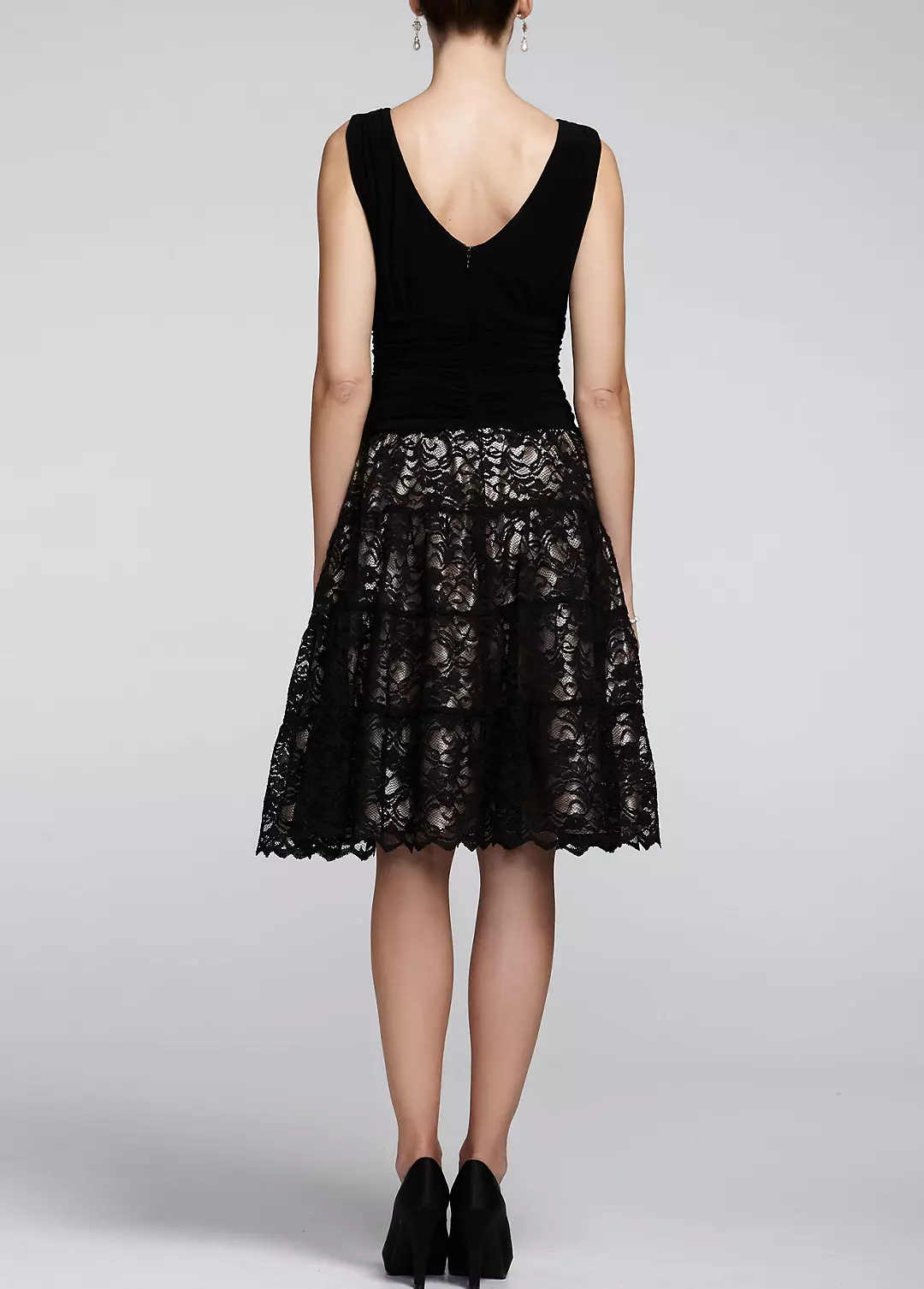 Short Jersey Dress with Full Lace Skirt Image 3