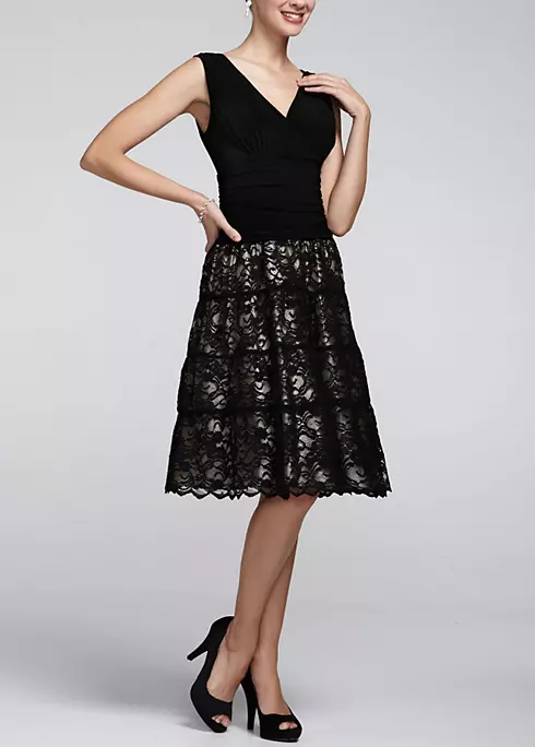 Short Jersey Dress with Full Lace Skirt Image 1