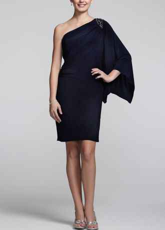One Shoulder Jersey Dress with Beaded Detail Image