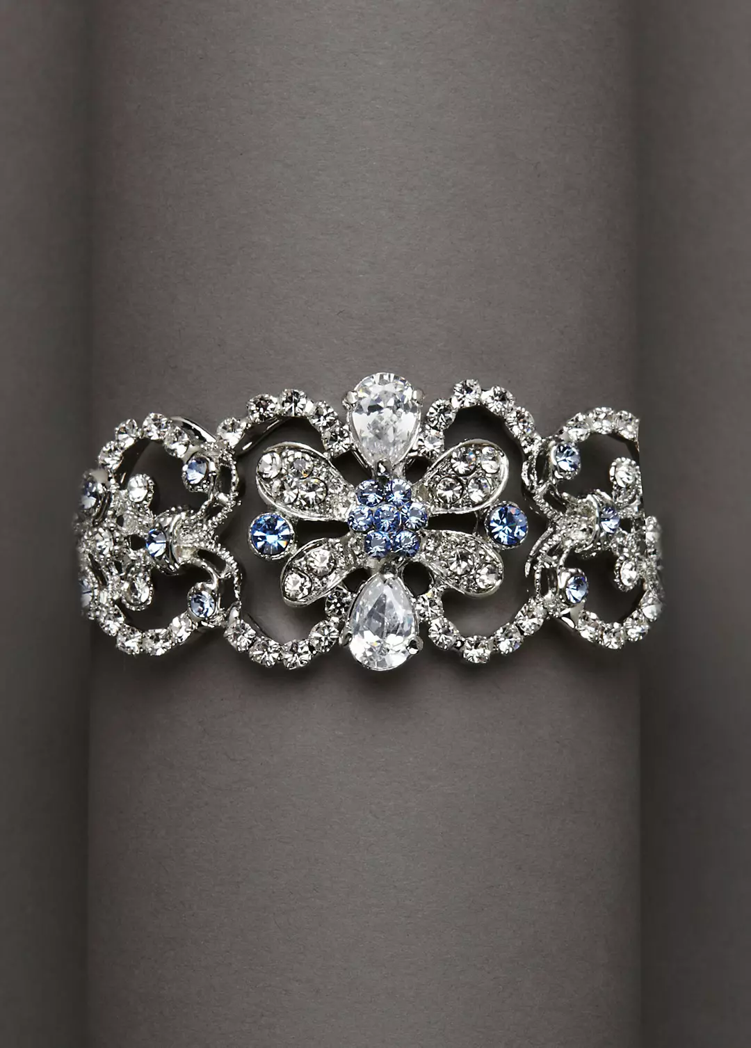 Blue and Silver Rhinestone Cuff Bracelet Image