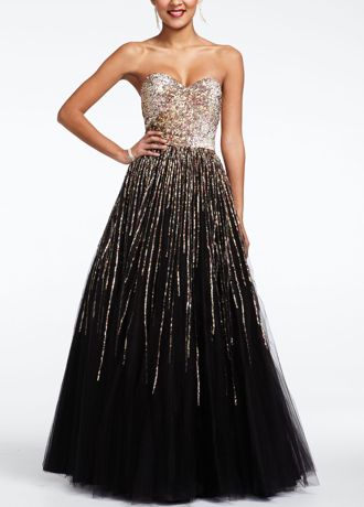 Strapless Sequin Embroidered Prom Dress Image