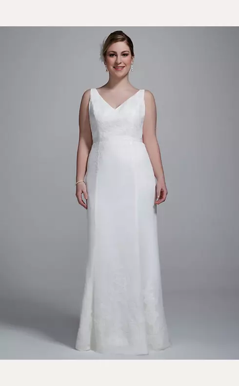 Chiffon Wedding Gown with Ruffle Detail and Lace Image 1