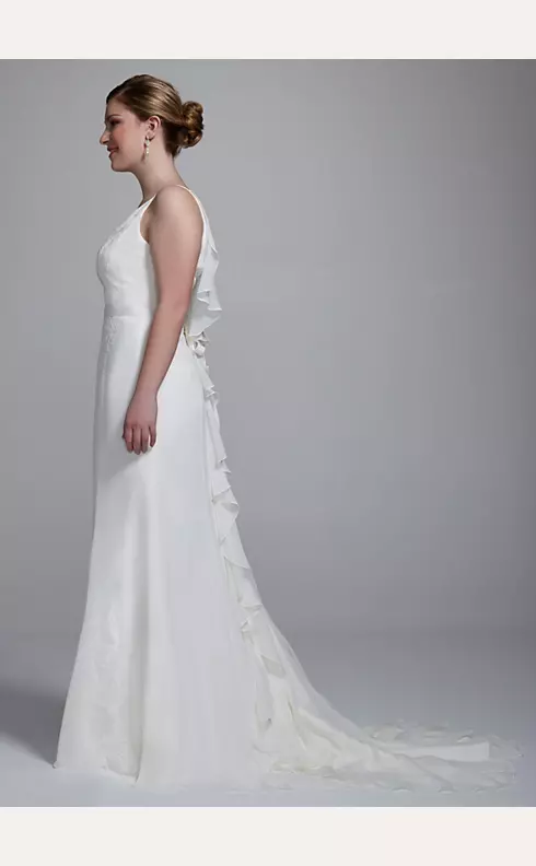 Chiffon Wedding Gown with Ruffle Detail and Lace Image 3