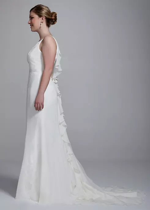 Chiffon Wedding Gown with Ruffle Detail and Lace Image 3