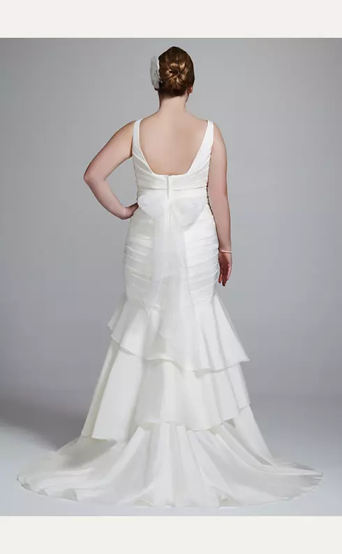 Taffeta Scoop Neck Ruched Bridal Gown with Tiering Image 2