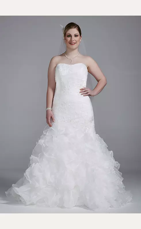 Wedding Gown with Lace Appliques and Ruffled Skirt Image 1