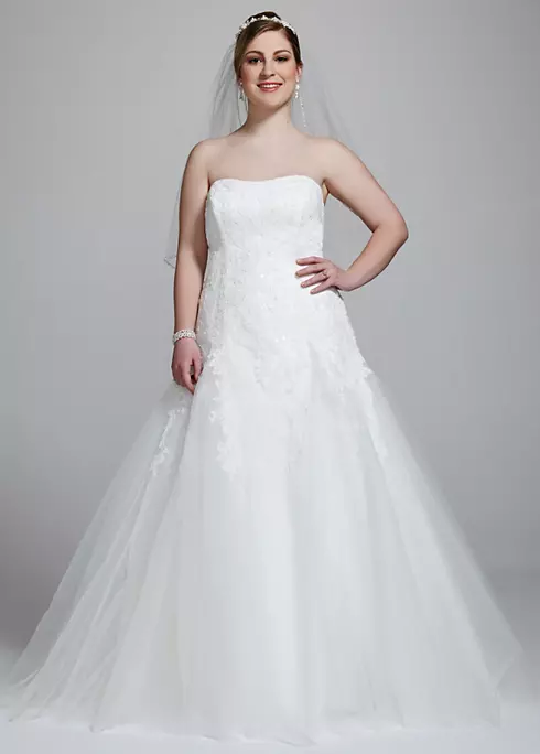 Strapless Tulle Wedding Gown with Beaded Appliques Image 1