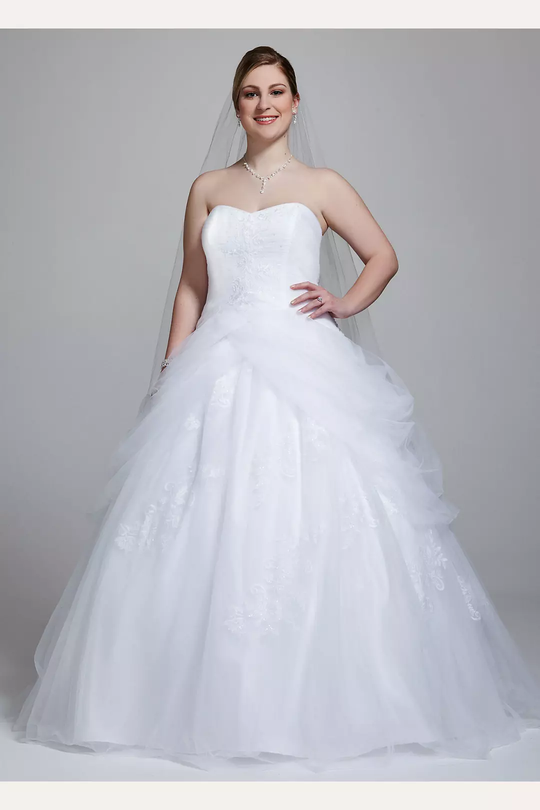 Tulle Wedding Dress with Lace-Up Back with Draping Image