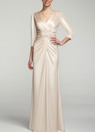 3/4 Sleeve Gown with Cross Over Bodice Detail Image