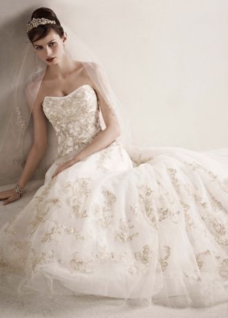 Gold tulle wedding outlet dress