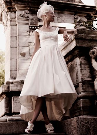High-Low Off the Shoulder Satin Ball Gown Image