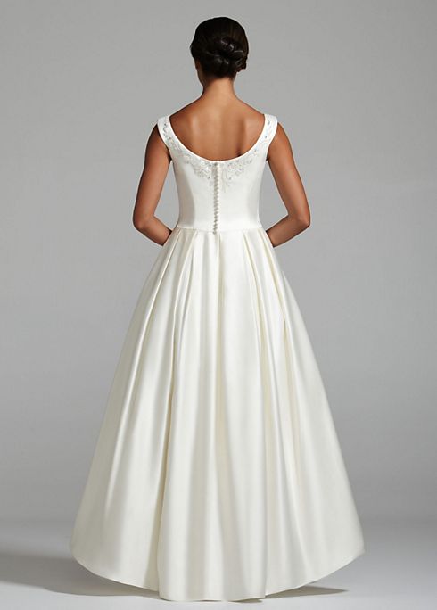 High-Low Off the Shoulder Satin Ball Gown Image 3