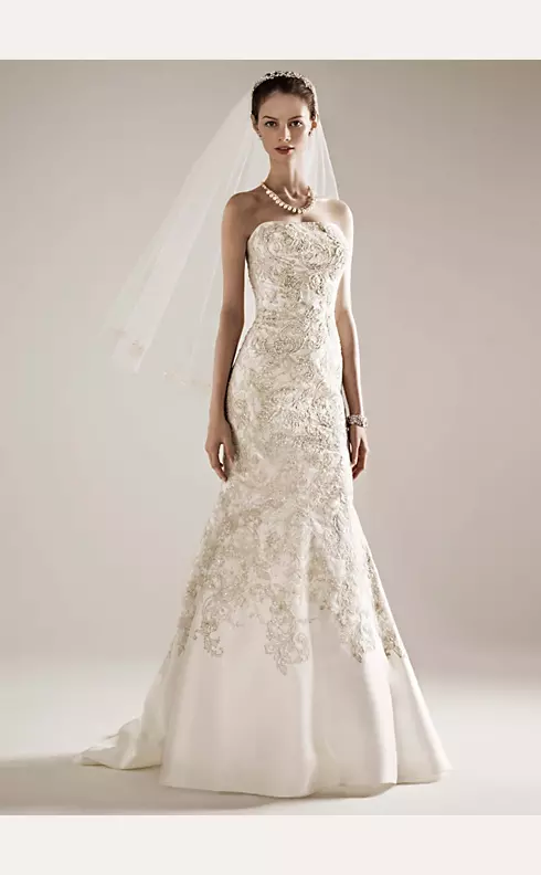 Oleg Cassini Mikado Wedding Dress with Lace  Image 3