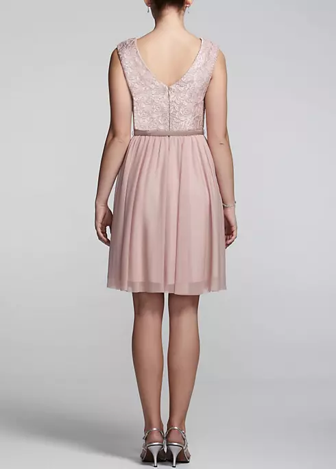 Sleeveless Lace Bodice Dress with Belt Image 2