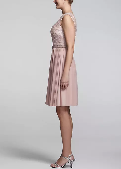 Sleeveless Lace Bodice Dress with Belt Image 3
