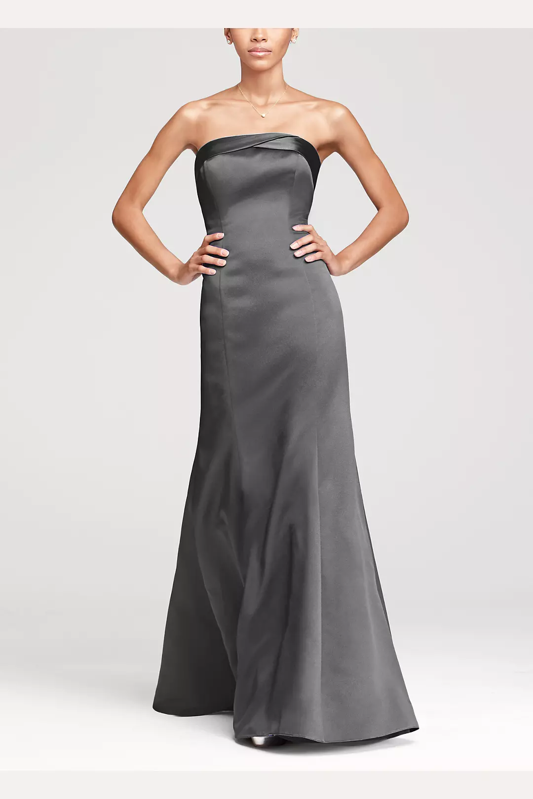 Strapless Dress with Cuff Neckline and Corset Back Image