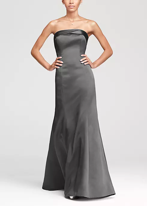 Strapless Dress with Cuff Neckline and Corset Back Image 1