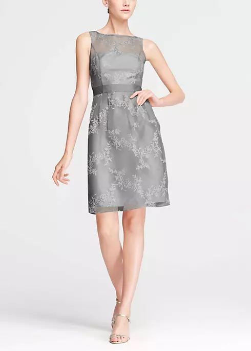 Short Sleeveless Organza Dress with Embroidery Image 1